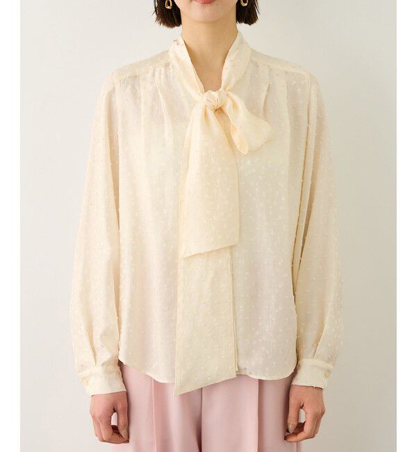 ROPE「2WAYドットジャガードボウタイブラウス/イージーケア」|シャツ・ブラウス|