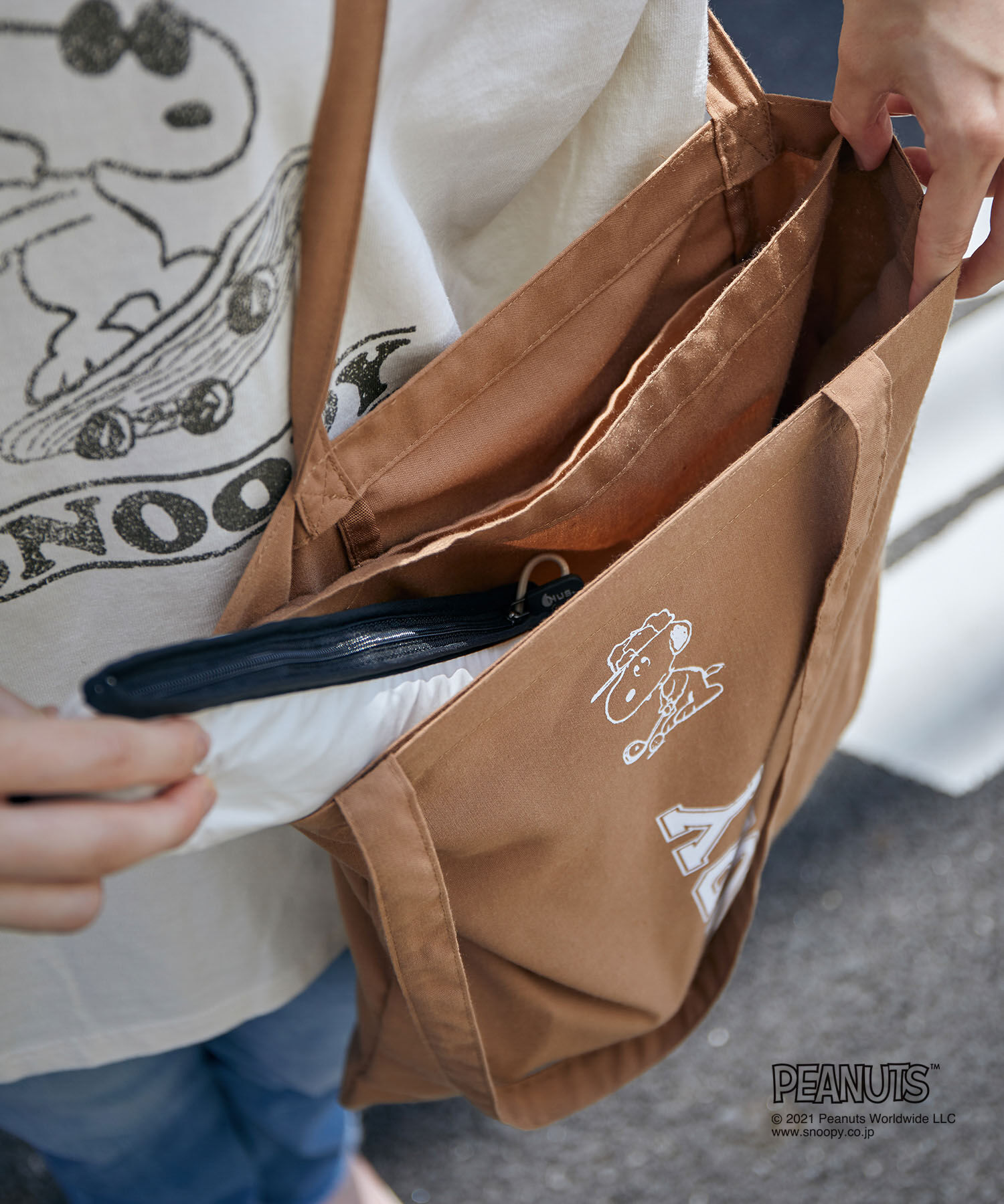 VIS「【A4対応】【PEANUTSコラボ】仕切りトートバッグ」|トートバッグ|