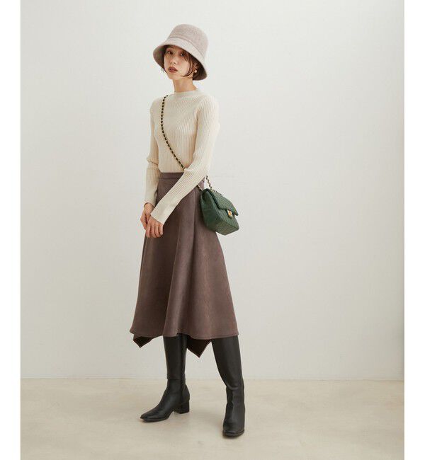 VIS「エコスエードアシンメトリーフレアスカート【sustainable】」|スカート|