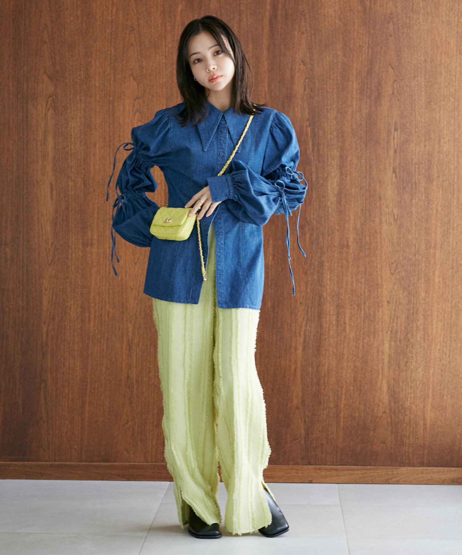 VIS「【洗える】デニムシャツブラウス」|シャツ・ブラウス|