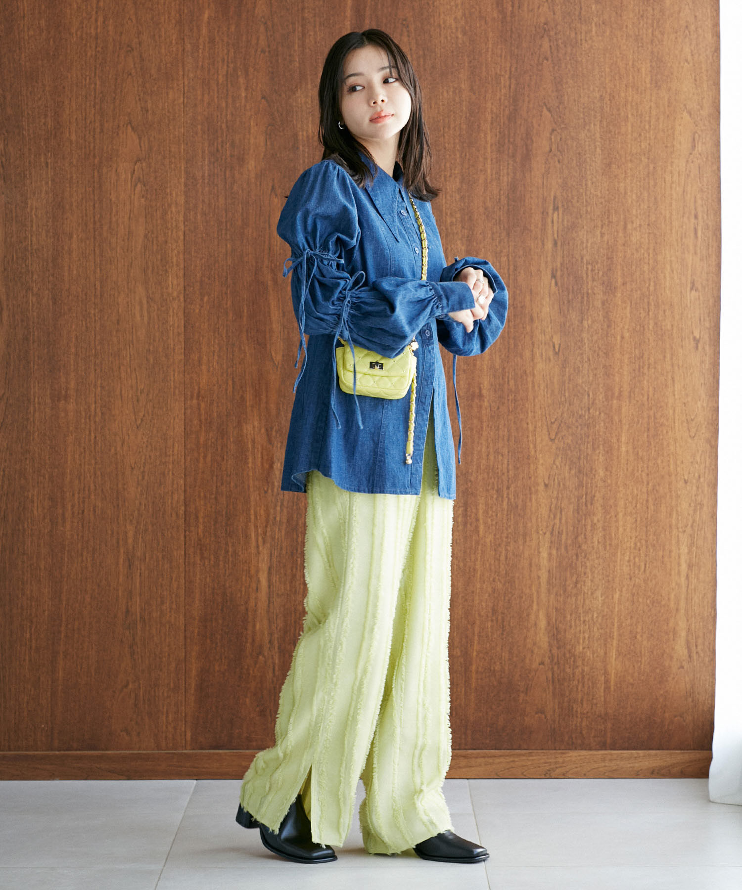 VIS「【洗える】デニムシャツブラウス」|シャツ・ブラウス|