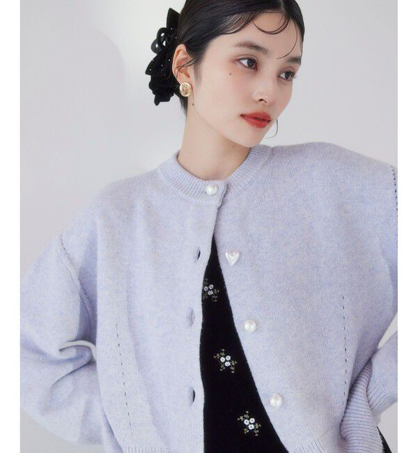 VIS「ハートアソートパール釦ラメミックスカーディガン/イージーケア・一部WEB限定カラー」|カーディガン|