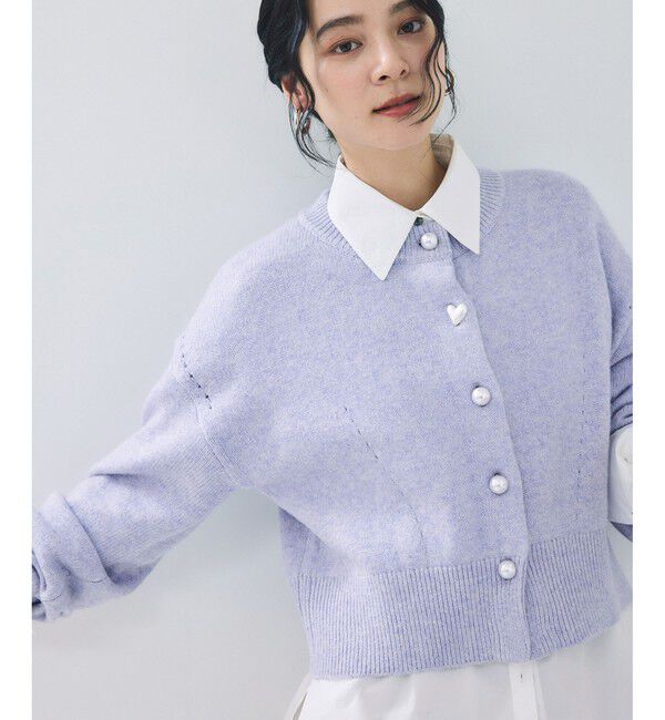 VIS「ハートアソートパール釦ラメミックスカーディガン/イージーケア・一部WEB限定カラー」|カーディガン|