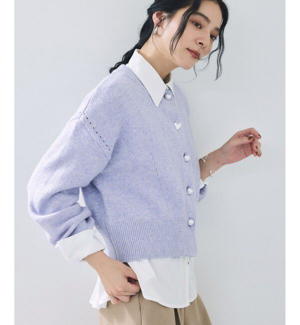 VIS「ハートアソートパール釦ラメミックスカーディガン/イージーケア・一部WEB限定カラー」|カーディガン|