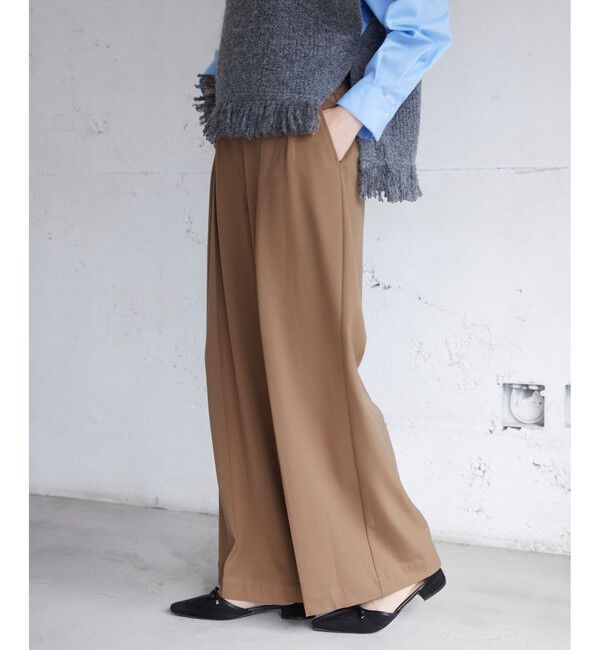 VIS「Hot Beautyツータックワイドパンツ/イージーケア」|チノ|キャメル(25)
