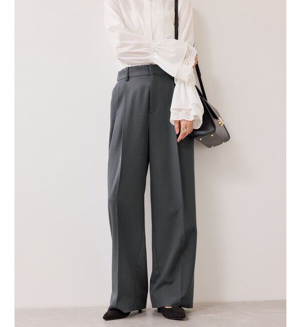 VIS「【美easy】コンフォートストレートワイドパンツ/イージーケア・UVケア・セットアップ対応」|チノ|