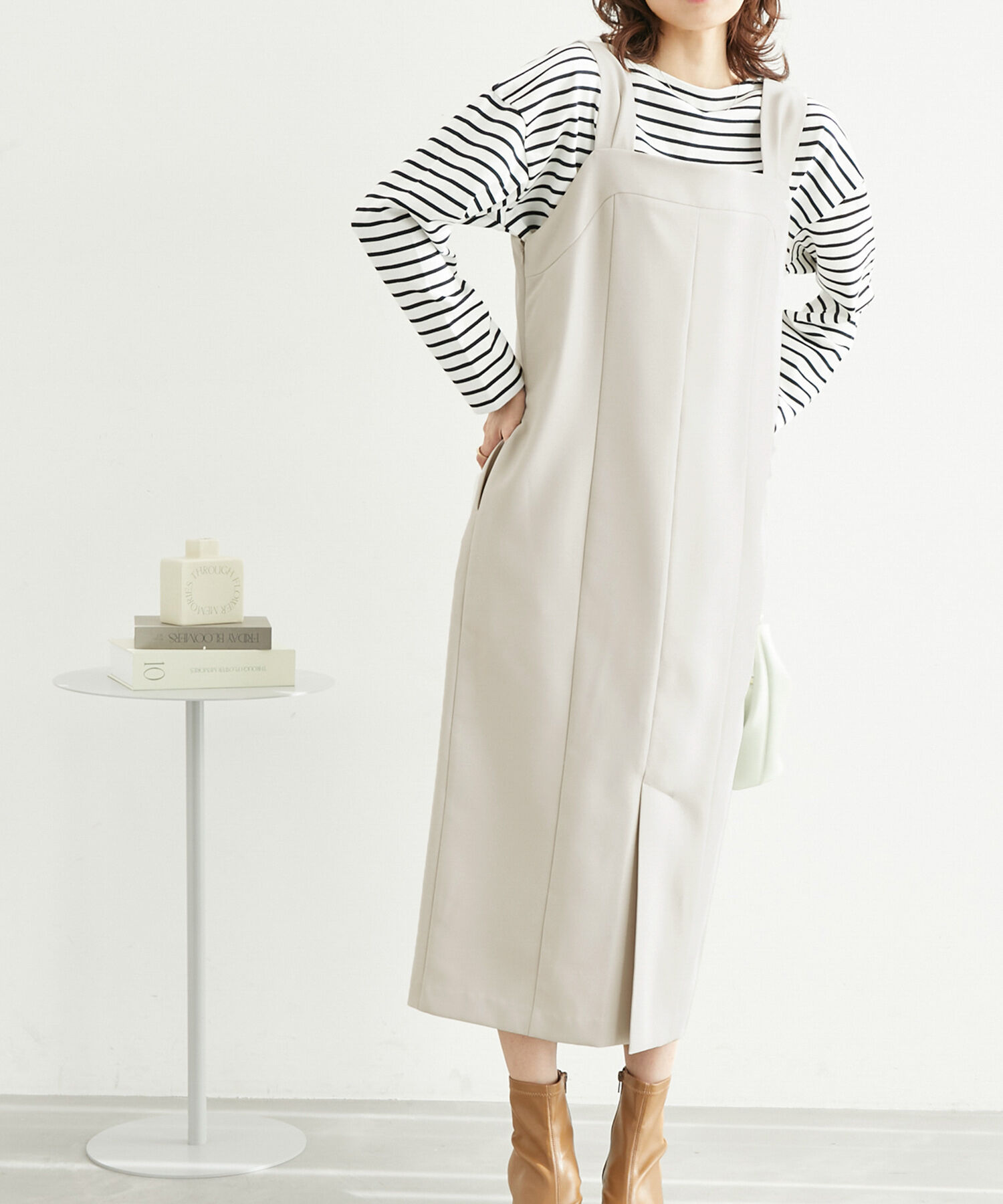 Rope&rsquo;Picnic「ブライトシリーズ/ジャンパースカート/2WAY・リンクコーデ」|ジャンパースカート|ライトグレー(08)