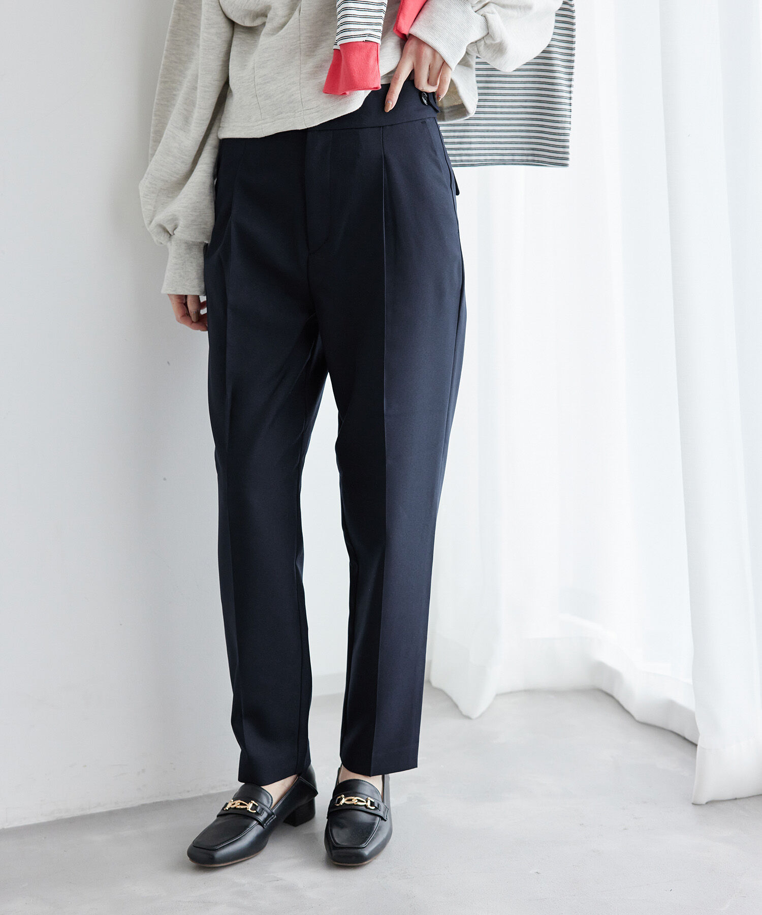 Rope&rsquo;Picnic「ブライトシリーズ/テーパードパンツ/セットアップ対応」|その他|ネイビー(40)