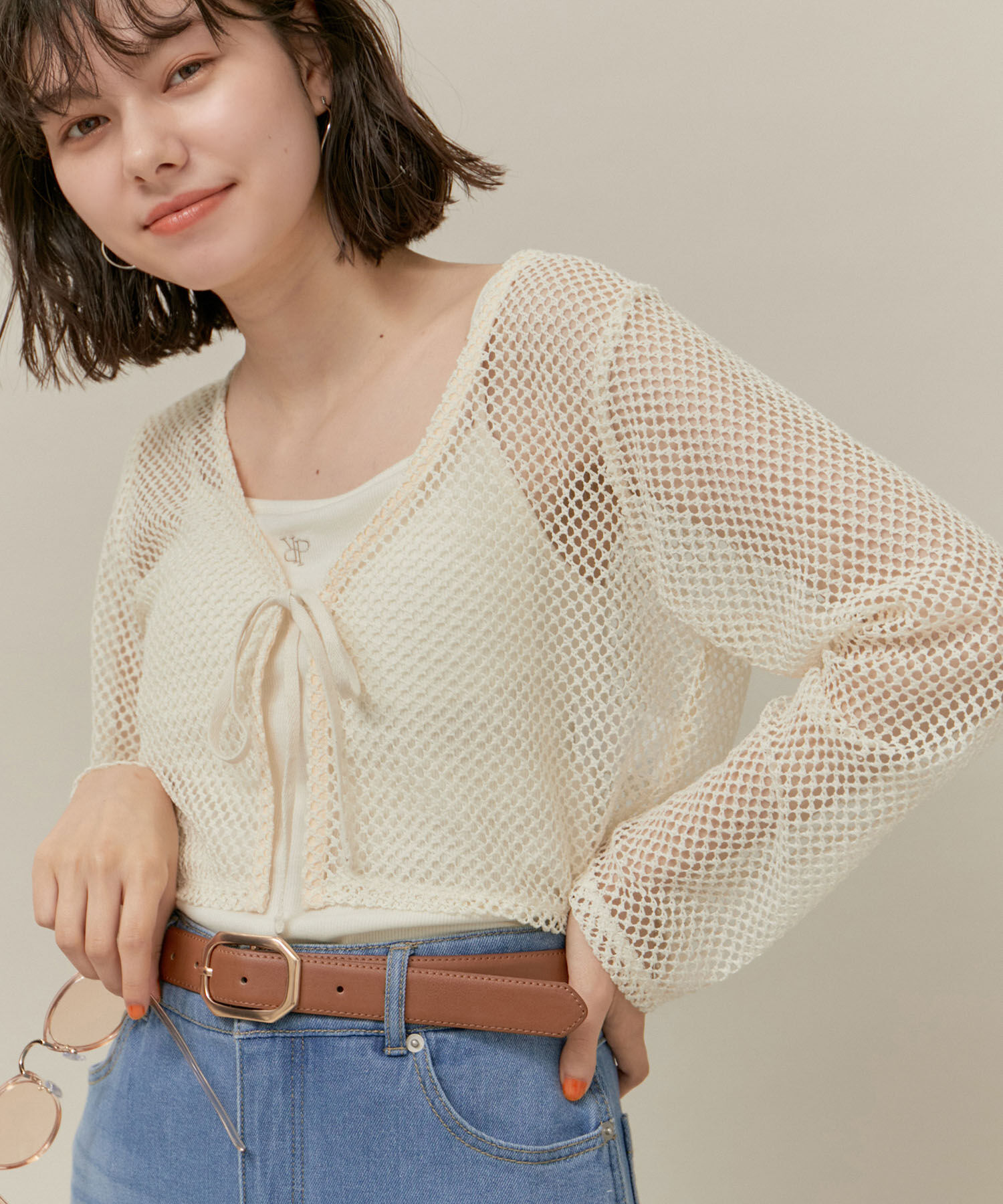 ROPE' PICNIC R「クロップドメッシュカットカーディガン」|カーディガン|キナリ(16)