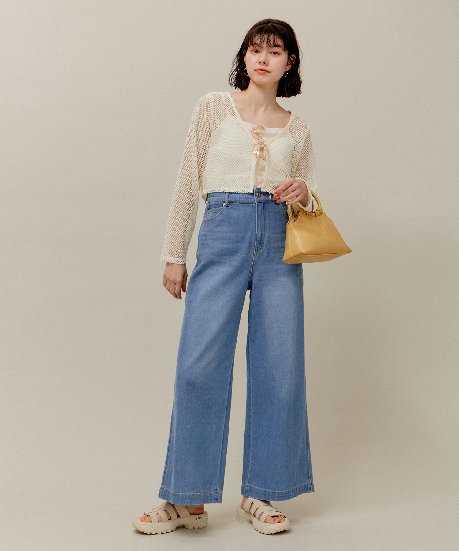 ROPE' PICNIC R「クロップドメッシュカットカーディガン」|カーディガン|