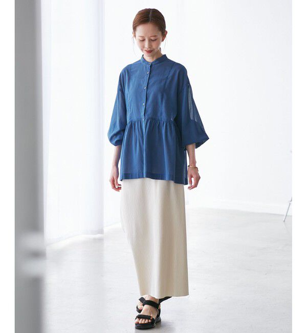 Rope&rsquo;Picnic「【接触冷感・通気性】お着軽シャツシリーズ/綿ボイルペプラムシャツ」|シャツ・ブラウス|