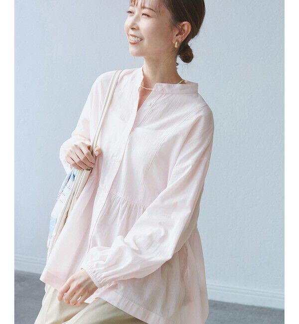 Rope&rsquo;Picnic「【接触冷感・通気性】お着軽シャツシリーズ/綿ボイルペプラムシャツ」|シャツ・ブラウス|