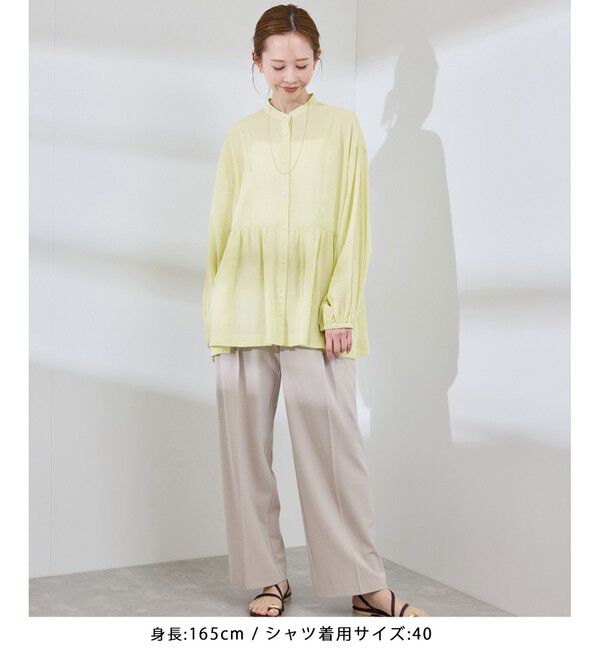 Rope&rsquo;Picnic「【接触冷感・通気性】お着軽シャツシリーズ/綿ボイルペプラムシャツ」|シャツ・ブラウス|