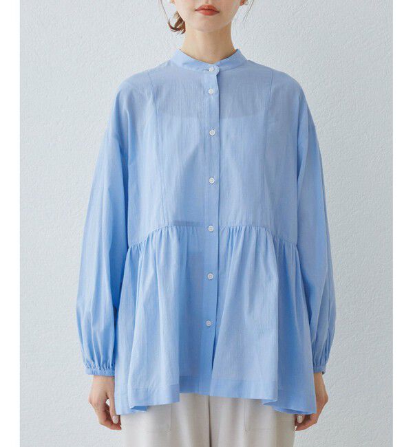 Rope&rsquo;Picnic「【接触冷感・通気性】お着軽シャツシリーズ/綿ボイルペプラムシャツ」|シャツ・ブラウス|
