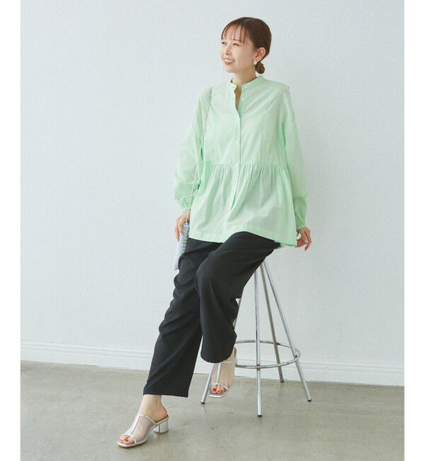 Rope&rsquo;Picnic「【接触冷感・通気性】お着軽シャツシリーズ/綿ボイルペプラムシャツ」|シャツ・ブラウス|