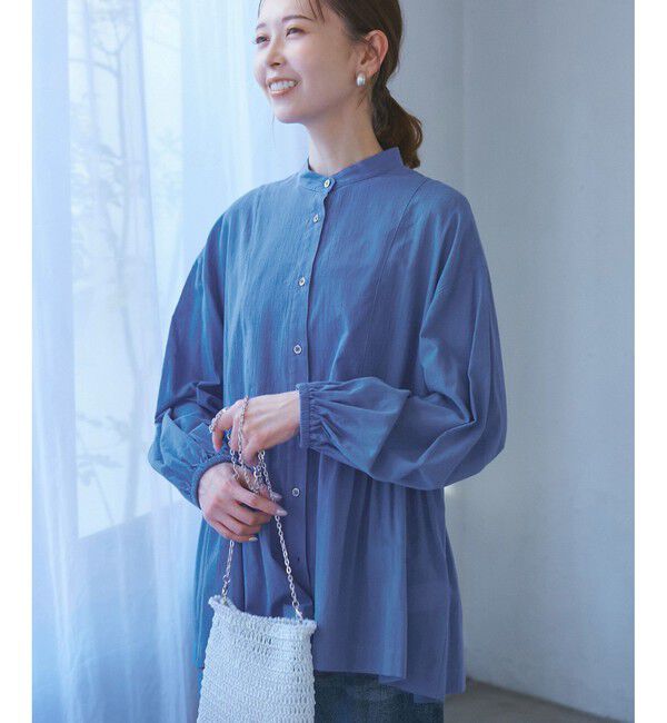 Rope&rsquo;Picnic「【接触冷感・通気性】お着軽シャツシリーズ/綿ボイルペプラムシャツ」|シャツ・ブラウス|