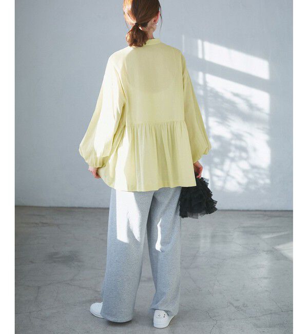 Rope&rsquo;Picnic「【接触冷感・通気性】お着軽シャツシリーズ/綿ボイルペプラムシャツ」|シャツ・ブラウス|