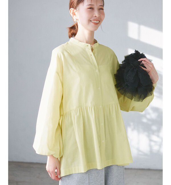 Rope&rsquo;Picnic「【接触冷感・通気性】お着軽シャツシリーズ/綿ボイルペプラムシャツ」|シャツ・ブラウス|