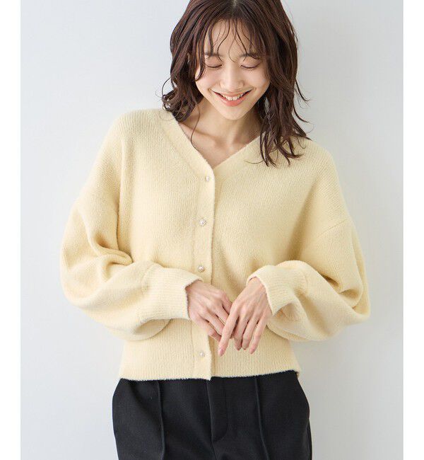 Rope&rsquo;Picnic「【新色追加】スフレニットシリーズ パールボタンショートカーディガン/イージーケア・リンクコーデ」|カーディガン|
