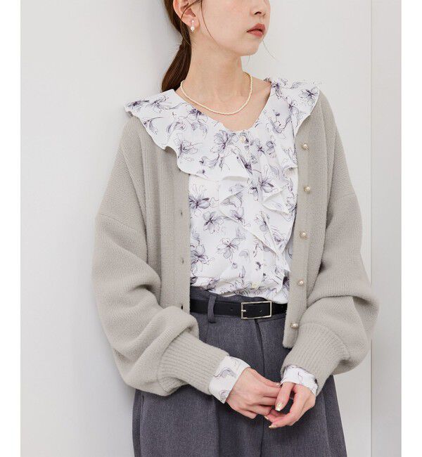 Rope&rsquo;Picnic「【新色追加】スフレニットシリーズ パールボタンショートカーディガン/イージーケア・リンクコーデ」|カーディガン|