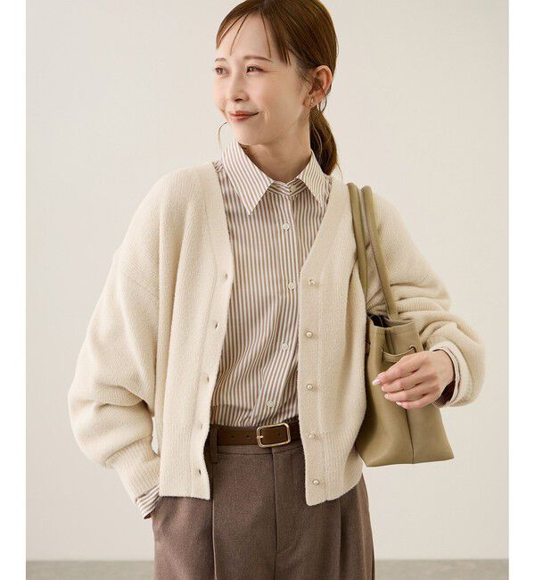 Rope&rsquo;Picnic「【新色追加】スフレニットシリーズ パールボタンショートカーディガン/イージーケア・リンクコーデ」|カーディガン|