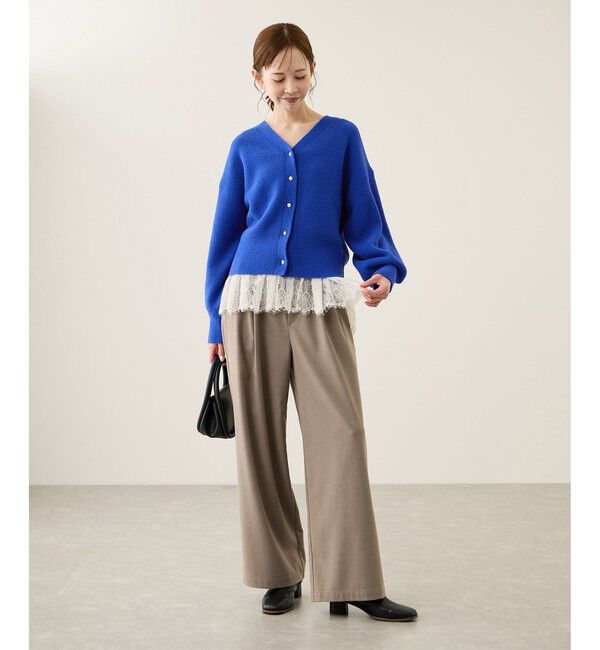 Rope&rsquo;Picnic「【新色追加】スフレニットシリーズ パールボタンショートカーディガン/イージーケア・リンクコーデ」|カーディガン|