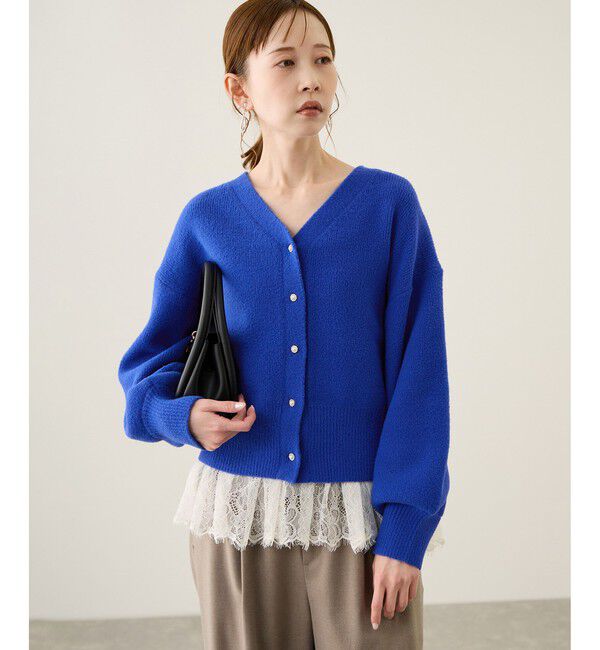 Rope&rsquo;Picnic「【新色追加】スフレニットシリーズ パールボタンショートカーディガン/イージーケア・リンクコーデ」|カーディガン|