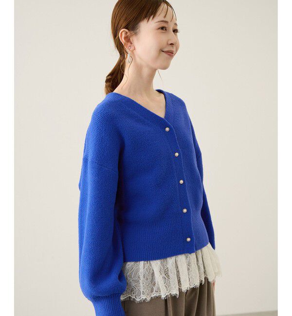 Rope&rsquo;Picnic「【新色追加】スフレニットシリーズ パールボタンショートカーディガン/イージーケア・リンクコーデ」|カーディガン|