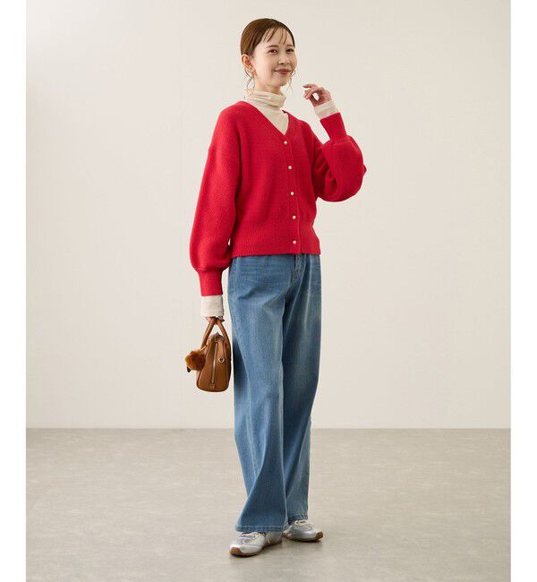 Rope&rsquo;Picnic「【新色追加】スフレニットシリーズ パールボタンショートカーディガン/イージーケア・リンクコーデ」|カーディガン|