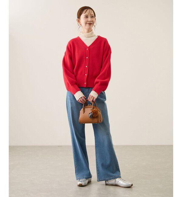 Rope&rsquo;Picnic「【新色追加】スフレニットシリーズ パールボタンショートカーディガン/イージーケア・リンクコーデ」|カーディガン|