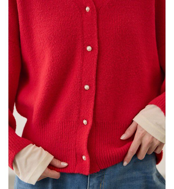 Rope&rsquo;Picnic「【新色追加】スフレニットシリーズ パールボタンショートカーディガン/イージーケア・リンクコーデ」|カーディガン|