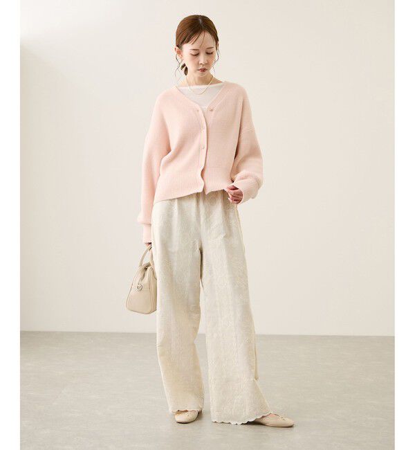 Rope&rsquo;Picnic「【新色追加】スフレニットシリーズ パールボタンショートカーディガン/イージーケア・リンクコーデ」|カーディガン|