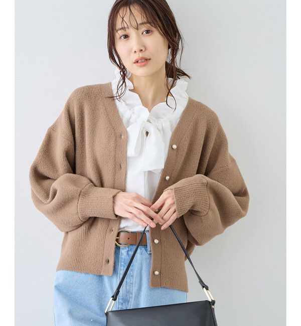 Rope&rsquo;Picnic「【新色追加】スフレニットシリーズ パールボタンショートカーディガン/イージーケア・リンクコーデ」|カーディガン|