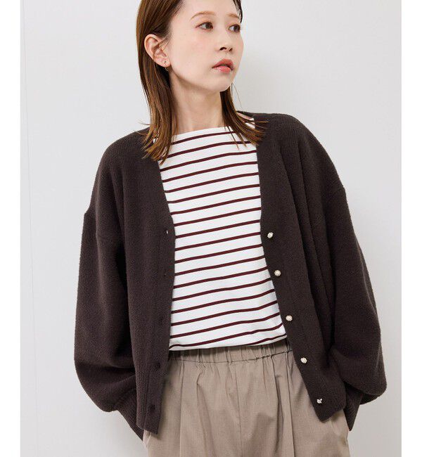 Rope&rsquo;Picnic「【新色追加】スフレニットシリーズ パールボタンショートカーディガン/イージーケア・リンクコーデ」|カーディガン|