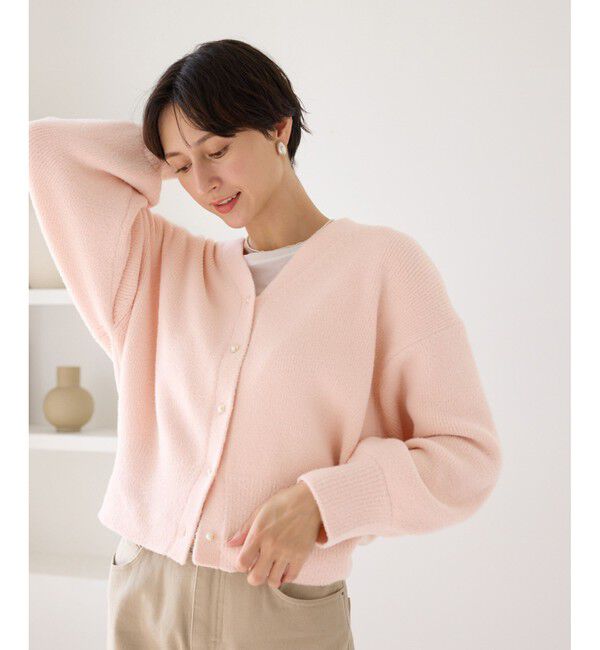 Rope&rsquo;Picnic「【新色追加】スフレニットシリーズ パールボタンショートカーディガン/イージーケア・リンクコーデ」|カーディガン|