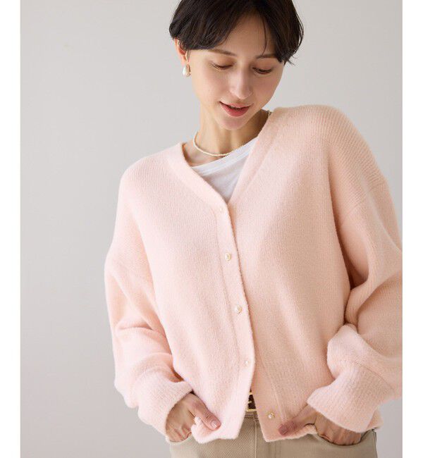 Rope&rsquo;Picnic「【新色追加】スフレニットシリーズ パールボタンショートカーディガン/イージーケア・リンクコーデ」|カーディガン|