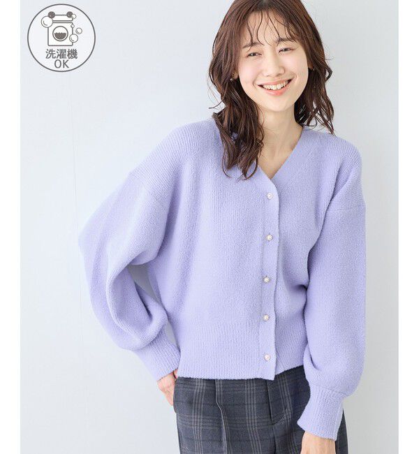 Rope&rsquo;Picnic「【新色追加】スフレニットシリーズ パールボタンショートカーディガン/イージーケア・リンクコーデ」|カーディガン|ラベンダー(52)