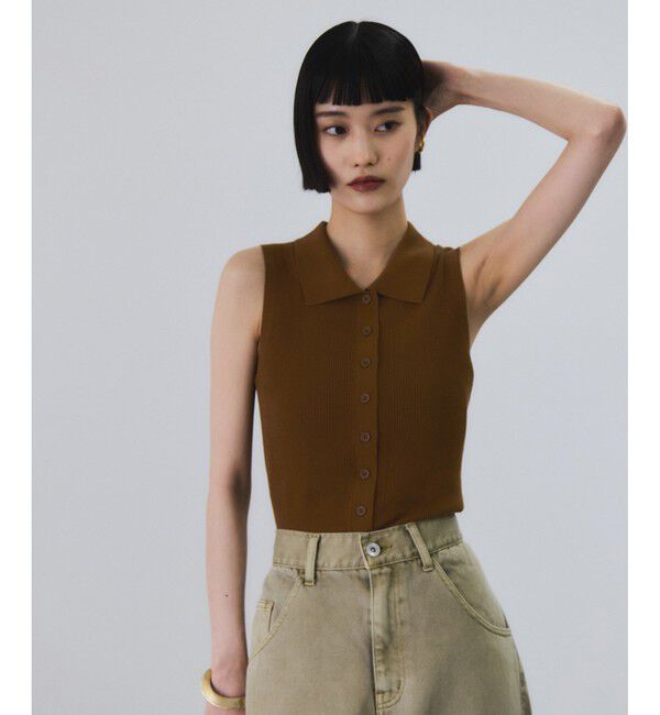 ADAM ET ROPE'「リブノースリーブニット」|ニット・セーター|ブラウン系(24)