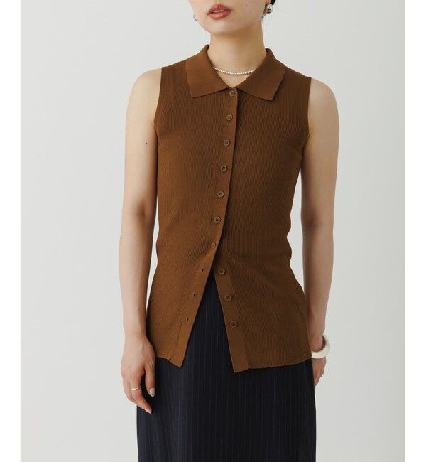 ADAM ET ROPE'「リブノースリーブニット」|ニット・セーター|