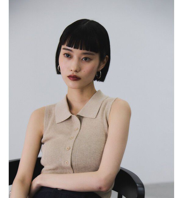 ADAM ET ROPE'「リブノースリーブニット」|ニット・セーター|