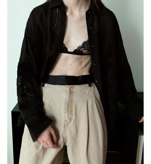 ADAM ET ROPE'「【EMOELLE】ドレスデニムパンツ（バイオ加工）」|デニム|