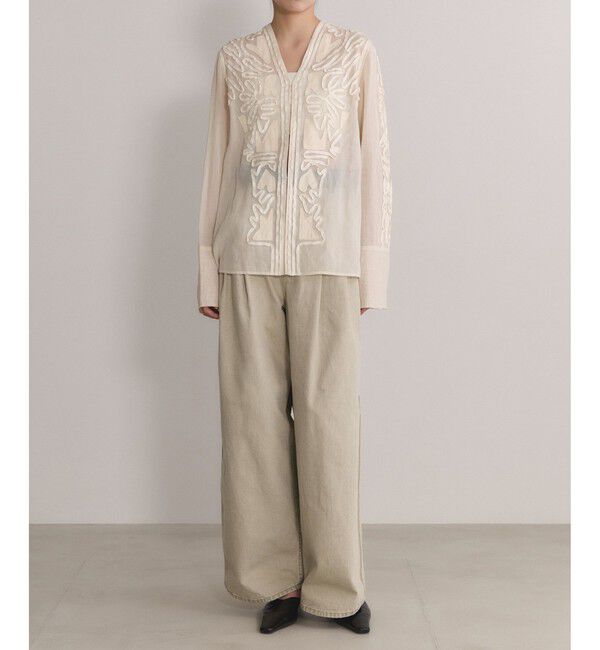 ADAM ET ROPE'「【EMOELLE】ドレスデニムパンツ（バイオ加工）」|デニム|