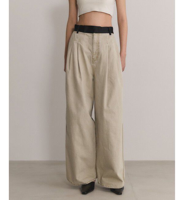 ADAM ET ROPE'「【EMOELLE】ドレスデニムパンツ（バイオ加工）」|デニム|