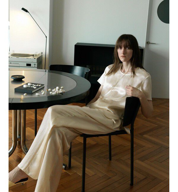 ADAM ET ROPE'「【EMOELLE】サテンイージースラックス」|スラックス|