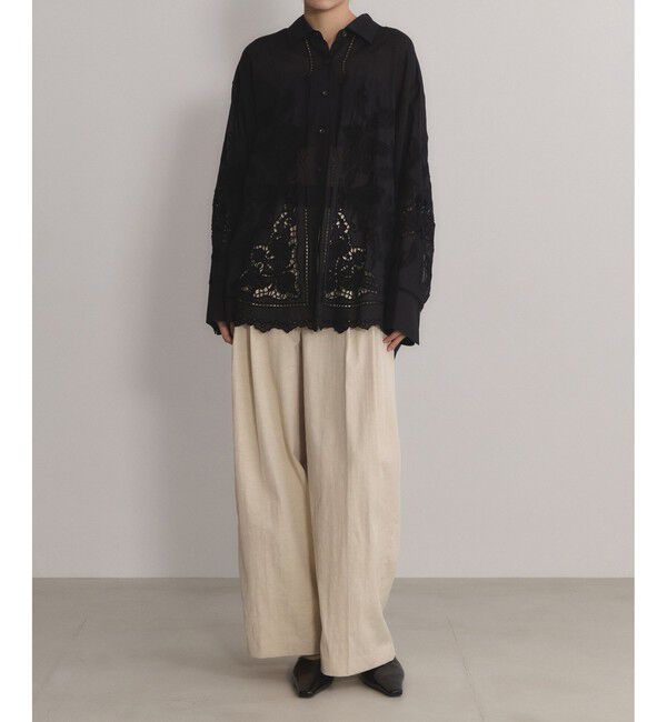 ADAM ET ROPE'「【EMOELLE】バイカラードレスパンツ」|チノ|