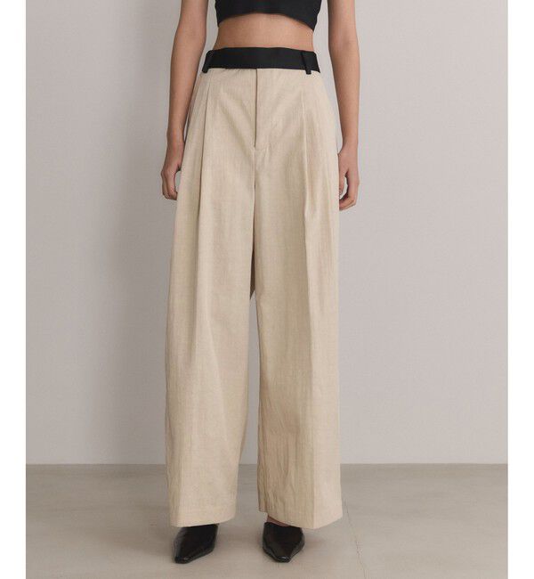 ADAM ET ROPE'「【EMOELLE】バイカラードレスパンツ」|チノ|