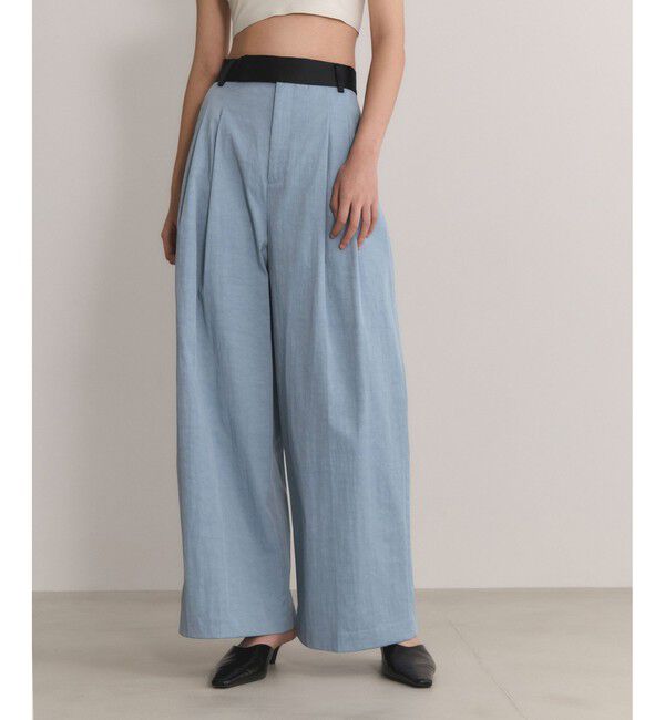 ADAM ET ROPE'「【EMOELLE】バイカラードレスパンツ」|チノ|