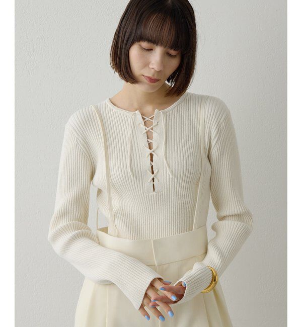  「RAW SILKレースアッププルオーバー」|ニット・セーター|
