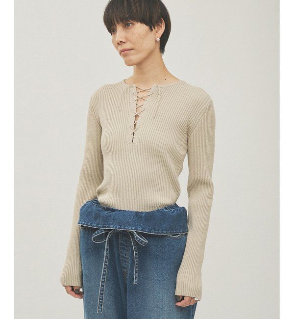  「RAW SILKレースアッププルオーバー」|ニット・セーター|