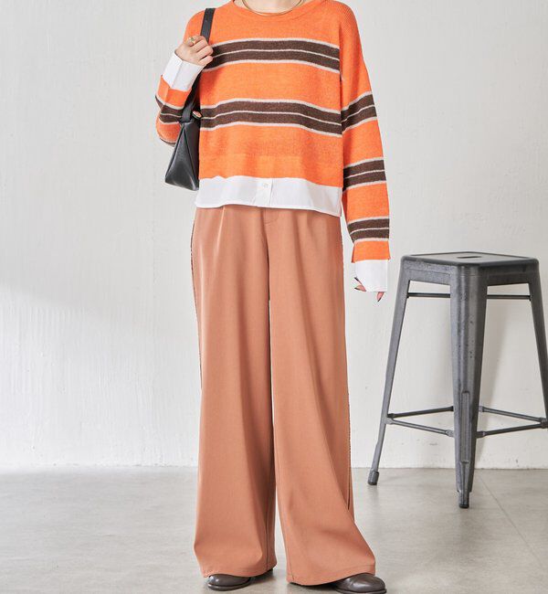  「サイドベロア裾ドロストパンツ」|チノ|